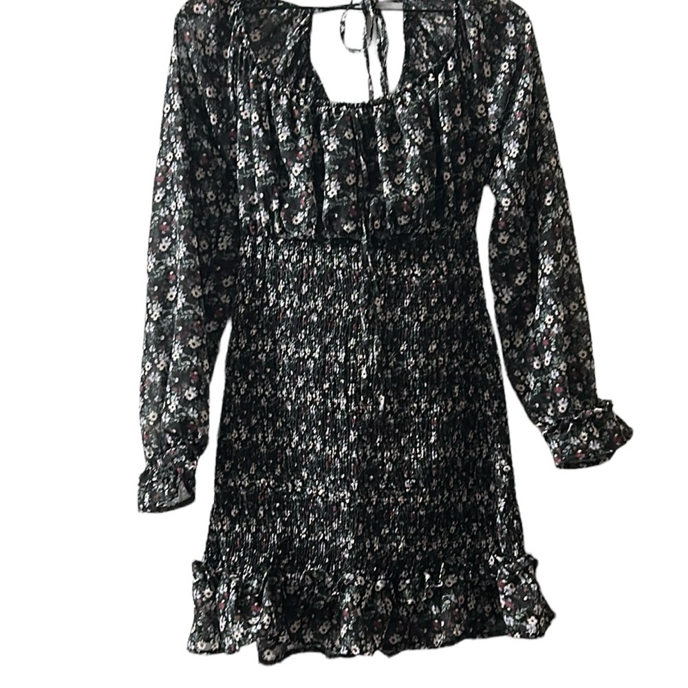 Floral Elastic Skirt and Off Shoulder Dress, Size Large